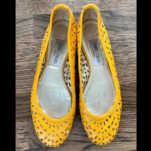 Jimmy Choo yellow patent leather flats 38 1/2